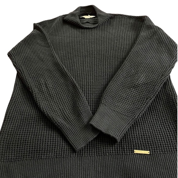 Michael Kors Sweaters - Michael Kors Womens Black Waffle Knit Mock Neck‎ Pullover Sweater Small